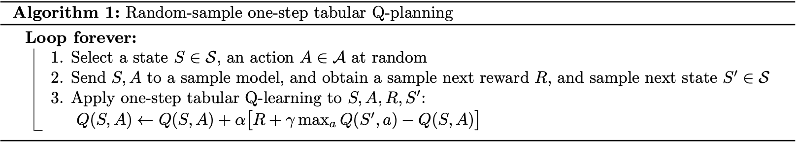 Random-sample one-step Q-planning